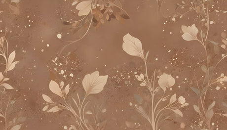 Brown botanical wallpaper design file showing delicate floral pattern and sparkle details