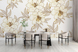Elegant Floral Wallpaper featuring golden lilies in master bedroom setting