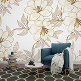 Botanical Lily Wallpaper adding luxury to home office space