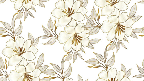 Gold and White Lily Wallpaper design file showing intricate flower pattern and details