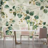Nature-inspired wall mural adding luxury to a master bedroom