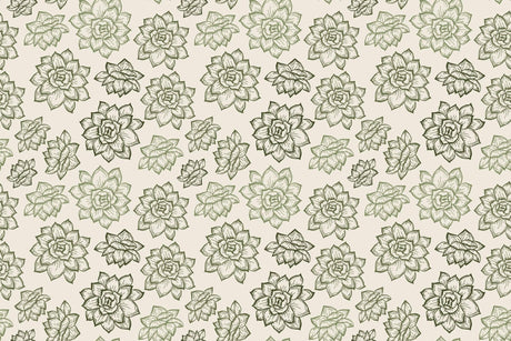 Succulent wallpaper design file showing detailed green botanical pattern on beige background