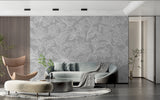 Grey floral wallpaper adding sophistication to dining room walls
