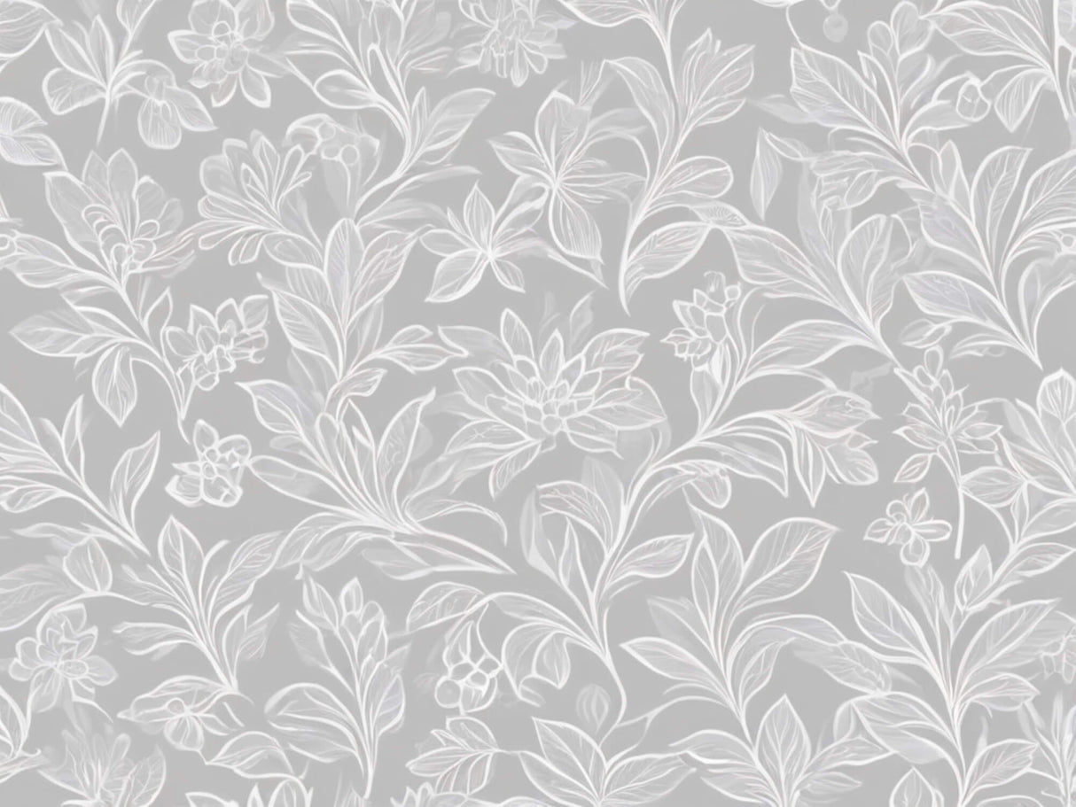Elegant grey floral line art design file showing intricate botanical pattern details