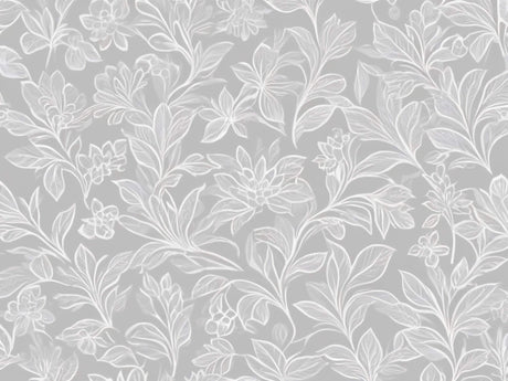 Elegant grey floral line art design file showing intricate botanical pattern details