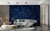 Navy botanical wallpaper transforming an entrance hallway
