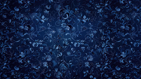 Navy blue floral pattern design file showing intricate botanical details