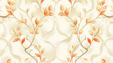 Orange leaves on beige wallpaper design file showing intricate botanical pattern
