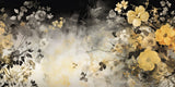 Design file showing detailed Japanese floral pattern with gold and grey botanical elements