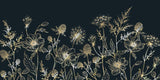 Gold line art floral design file showing detailed botanical pattern on navy background