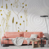 Floral wall mural adding warmth to hallway entrance