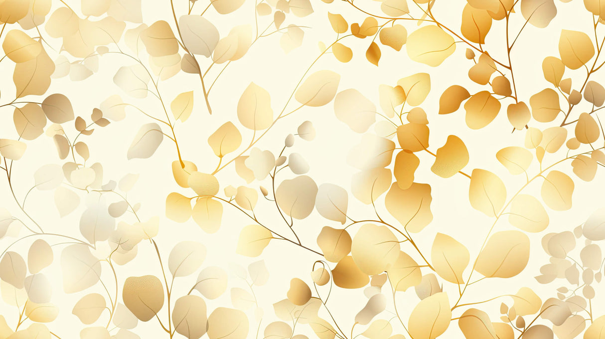 Golden leaves wallpaper design file showing intricate botanical pattern details