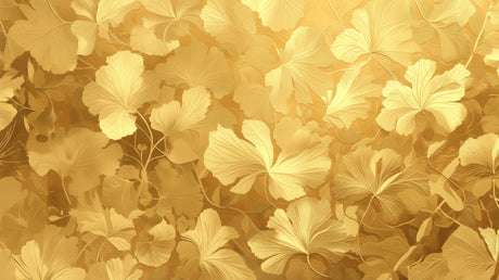 Metallic gold leaf wallpaper making statement in master bedroom