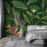 Floral wall mural adding sophistication to an entrance hallway with natural lighting