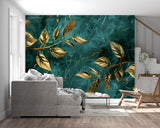 Golden leaf pattern enhancing modern entryway design