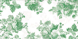 Green roses on white background wallpaper design file showing intricate botanical pattern