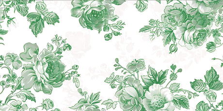 Green roses on white background wallpaper design file showing intricate botanical pattern