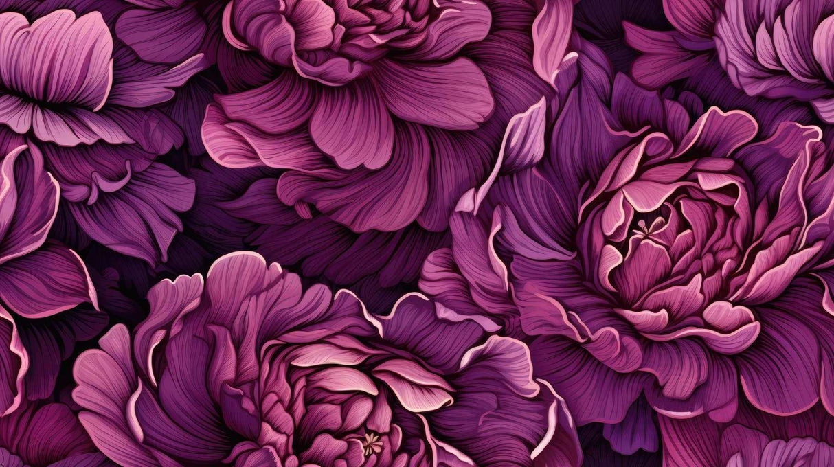 Purple Peony design file showing detailed flower pattern and rich color palette