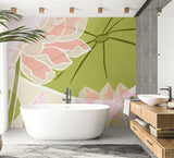 Floral Wall Mural transforming a home office with its peaceful lotus design