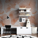 Terracotta floral mural creating an elegant backdrop in a master bedroom