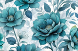 Teal floral wallpaper design file showing detailed botanical pattern and rich color palette