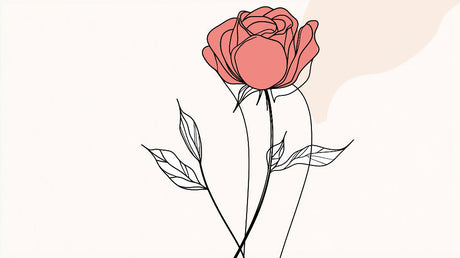 Line Art Rose Wallpaper design file showing elegant coral pink floral pattern