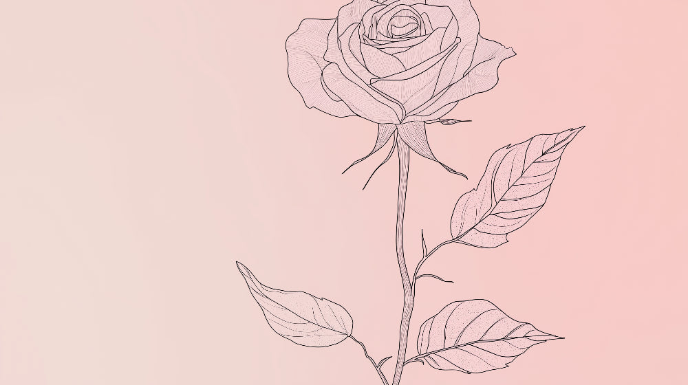 Line Art Rose Wallpaper design file showing elegant pink rose pattern on light background