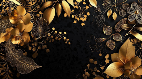 Gold flower design file showing detailed metallic blooms pattern on black background