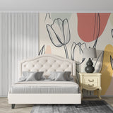 Modern tulip wall mural bringing elegance to home office space
