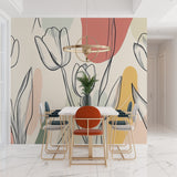 Simple floral line art transforming hallway with clean design
