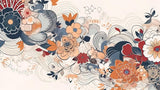 Art Deco floral pattern design file showing detailed navy and coral botanical elements