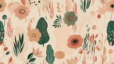 Botanical wallpaper design file showing terracotta blooms and sage leaves pattern