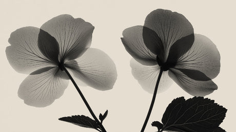 Black and white Begonia X-ray design file showing intricate floral pattern and transparent petal details