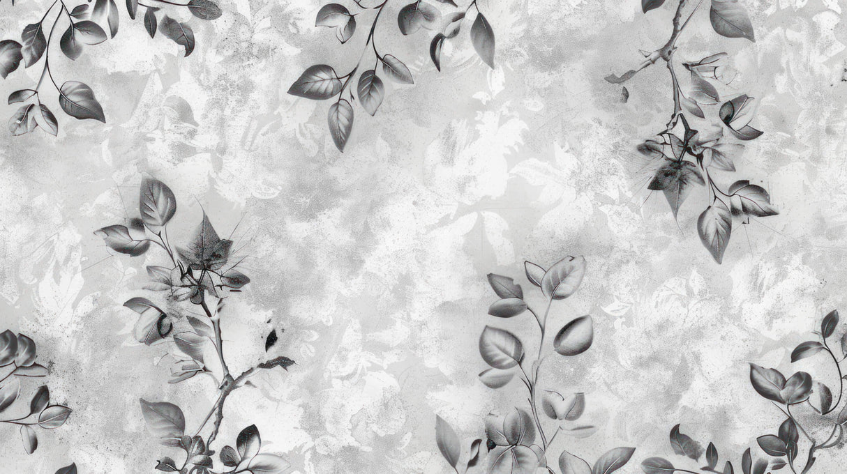 Monochrome grey leaves design file showing intricate botanical pattern details