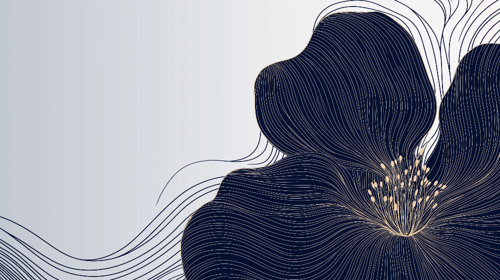 Large-scale navy blue abstract bloom design file showing intricate linear pattern details