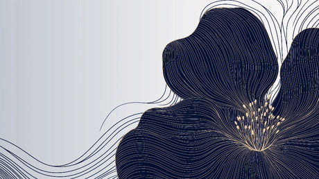 Large-scale navy blue abstract bloom design file showing intricate linear pattern details