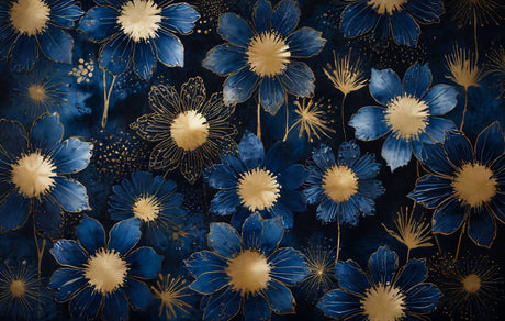 Navy blue and gold floral design file showing intricate art deco pattern details