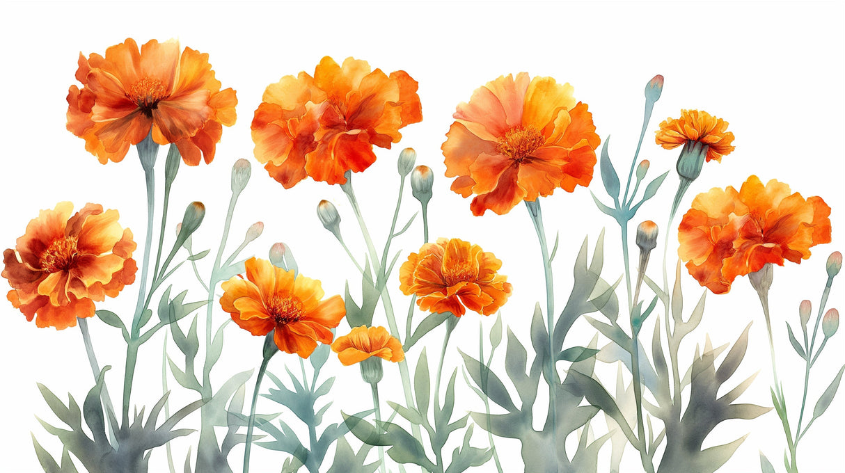 Orange Marigold floral wallpaper in bright modern living room showing scale and color impact