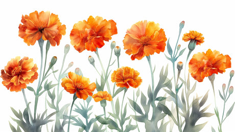 Orange Marigold floral wallpaper in bright modern living room showing scale and color impact