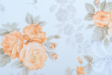 Design file of peach roses on blue background showing intricate floral pattern