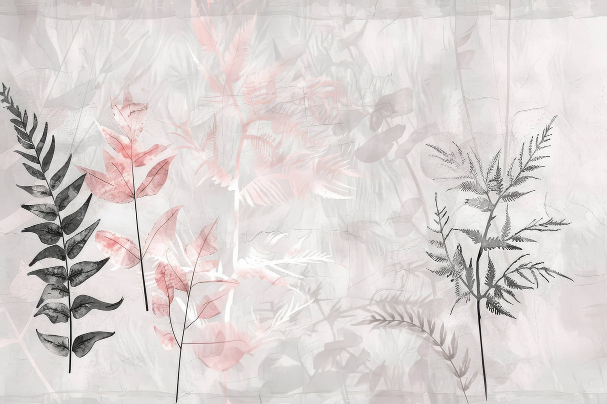 Pink and grey botanical leaves design file showing intricate floral pattern details