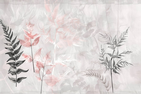Pink and grey botanical leaves design file showing intricate floral pattern details