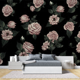 Floral wall mural enhancing boutique dressing room ambiance