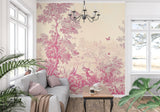 French-inspired floral wallpaper bringing elegance to home office space