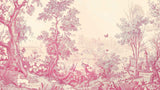 Design file of Pink Toile de Jouy floral pattern showing intricate botanical details