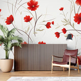 Poppy flower mural wallpaper transforming home office with natural beauty