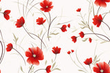 Red poppies on white background wallpaper design file showing intricate flower pattern