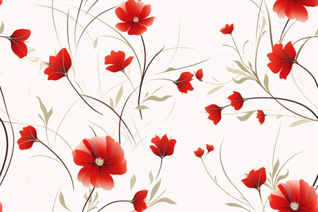 Red Poppies Wallpaper design file showing detailed pattern and white background