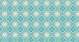 Retro geometric floral pattern design file showing turquoise and coral color scheme