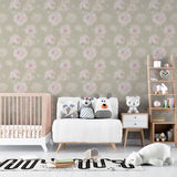 Pink Floral Wall Mural making a beautiful statement in a baby's room